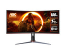 AOC 34" WQHD Curved Monitor – 3440×1440@180Hz, 0.5ms MPRT, 1500R VA, 120% sRGB, DP 1.4, HDMI 2.0, Delta E<2, tilt/swivel/height adjustable