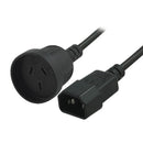 3 Core Power Cord with Mains Socket to IEC-C14 - 15cm
