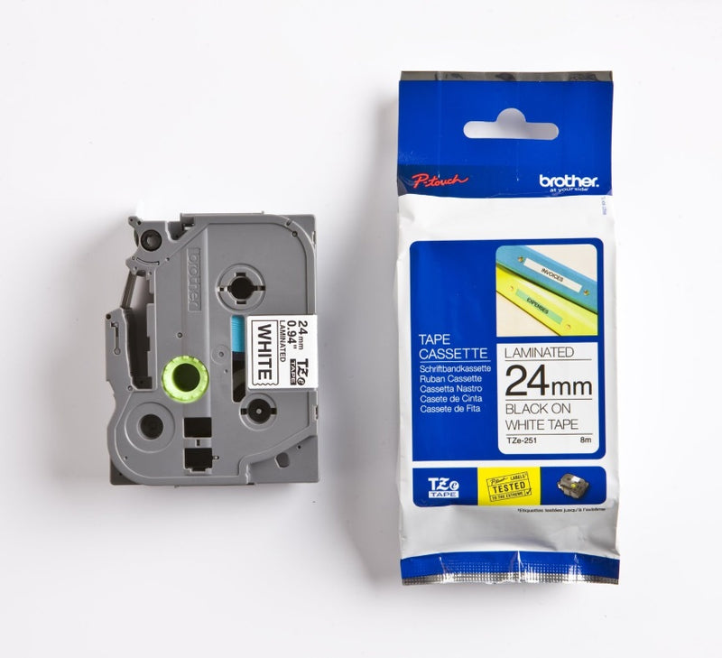 Brother TZe-251 Labelling Tape 24mm x 8m Black on White