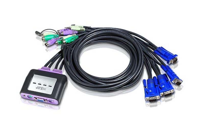 Aten Petite 4 Port PS/2 VGA KVM Switch with Audio - 1.8m Cables Built In