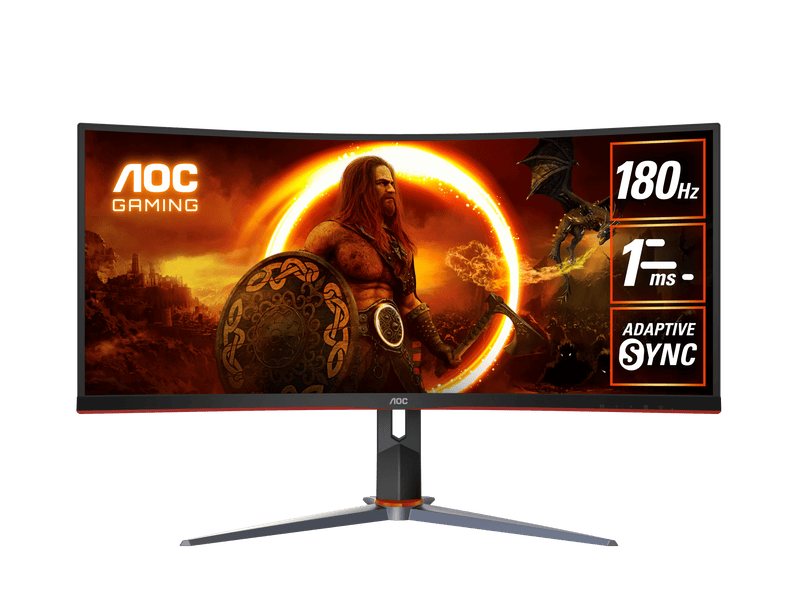 AOC 34" Curved 3440 x 1440 21:9, Ultra Fast 180Hz Panel Gaming Monitor