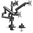 BRATECK TRIPLE MONITOR ALUMINIUM SLIM POLE HELD MECHANICAL SPRING MONITOR ARM, 17" - 27", VESA 75/100mm, 7kg/ SCREEN
