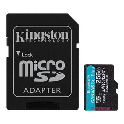 Kingston Canvas GO Plus Micro SDXC Card, Class 10 UHS-I 256Gb