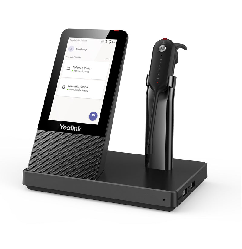 Yealink WH67 Standard UC DECT Wirelss Headset for Microsoft TEAMS, With Touchscreen, Busylight On Headset