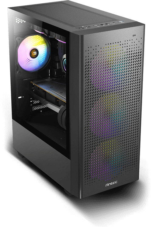 Antec NX500M mATX, Mesh, USB-C, 3x ARGB 120mm, USB 3.0, HD Audio, 360mm Radiator Front & 240 Top, 1x 120mm Fan preinstalled, removable HDD, Case